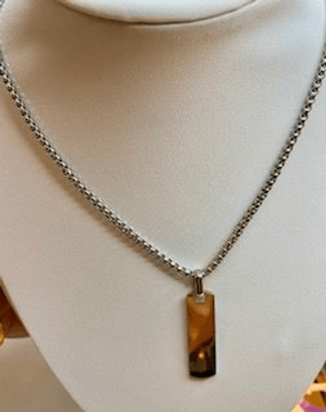 Collier pendentif carré en acier inoxydable argent HOMME 