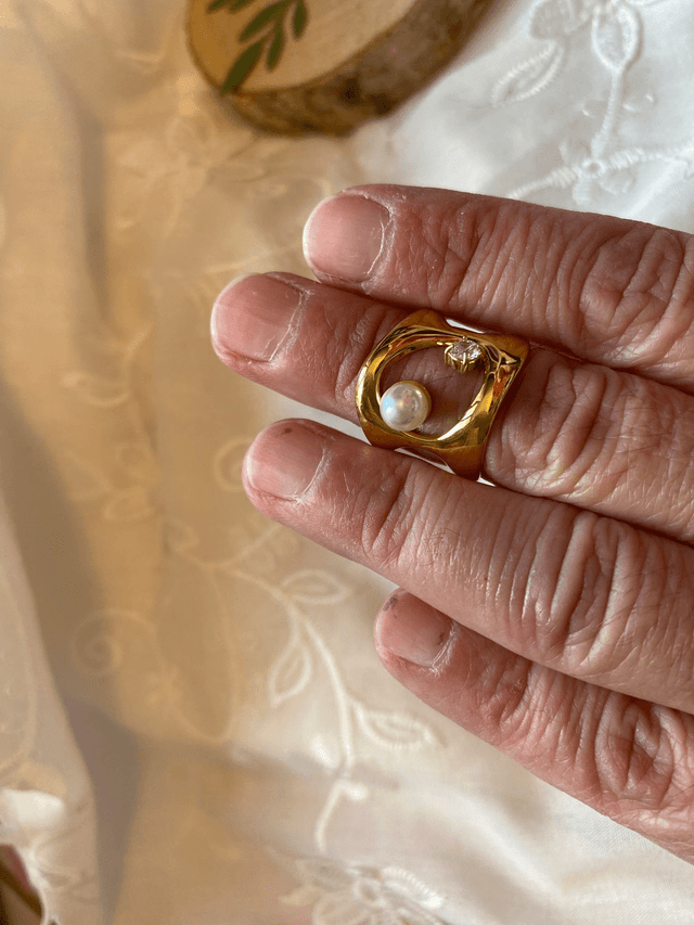 Bague Perle et Strass 
