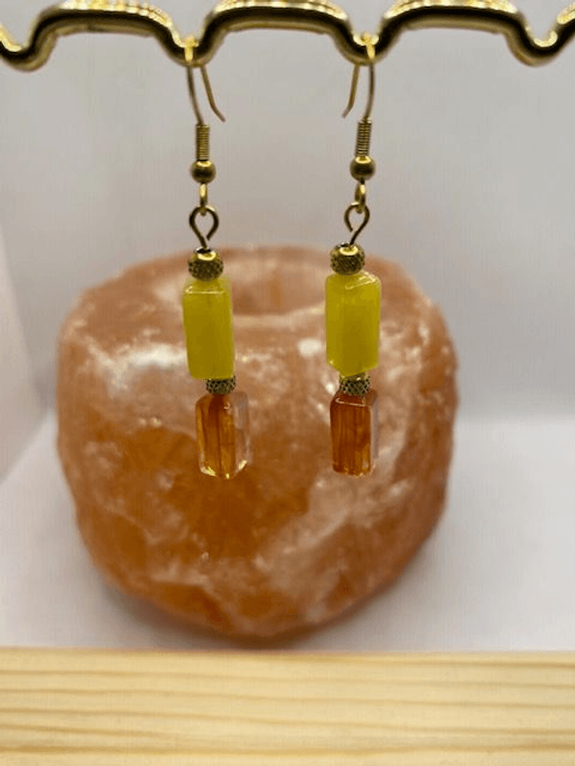 Boucles d'oreilles en Perles Tubes Orange/Jaune 