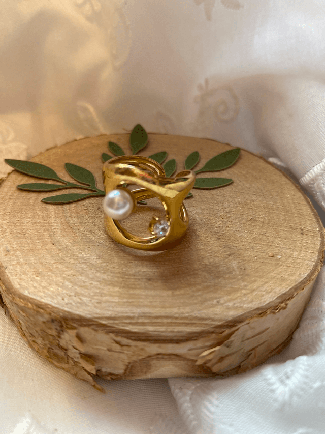 Bague Perle et Strass 