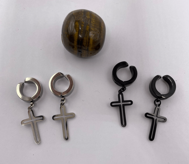 Boucles d'Oreilles Croix Homme 