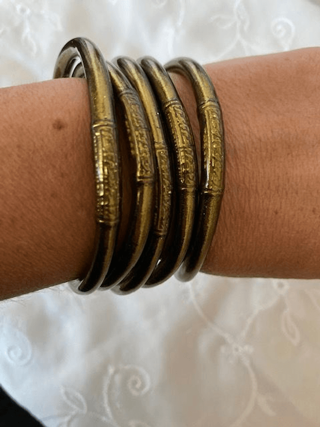 Jonc Bouddhiste Epais Dark Antique Gold