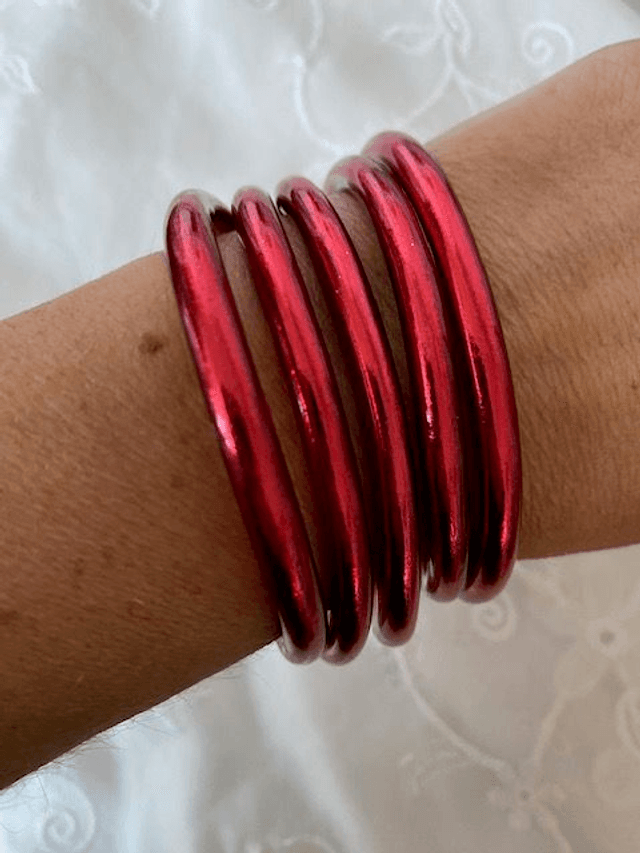 Jonc Bouddhiste Epais Rouge