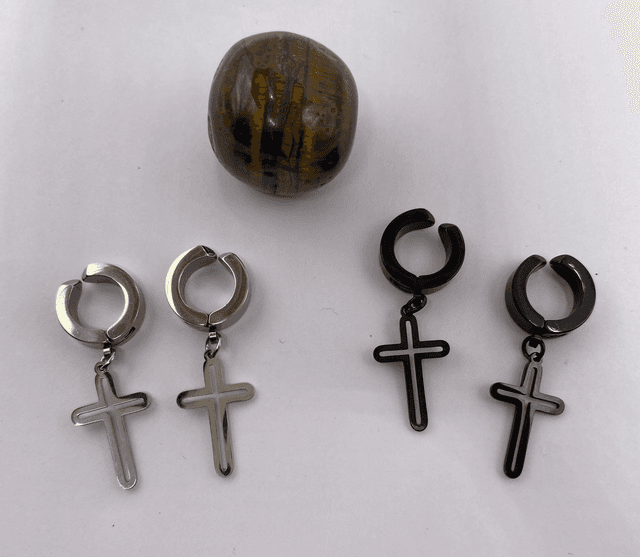 Boucles d&#039;Oreilles Croix Homme 