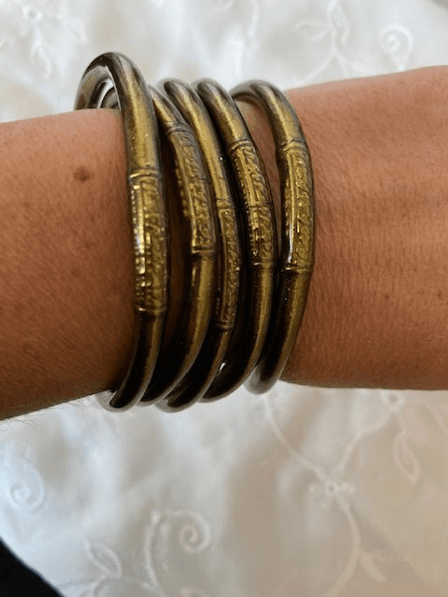 Jonc Bouddhiste Epais Dark Antique Gold